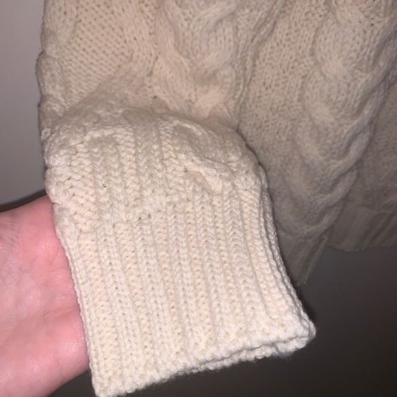 Aran Sweater Market Cream Cable Knit 100% Merino Wool Sweater M - Picture 10 of 13